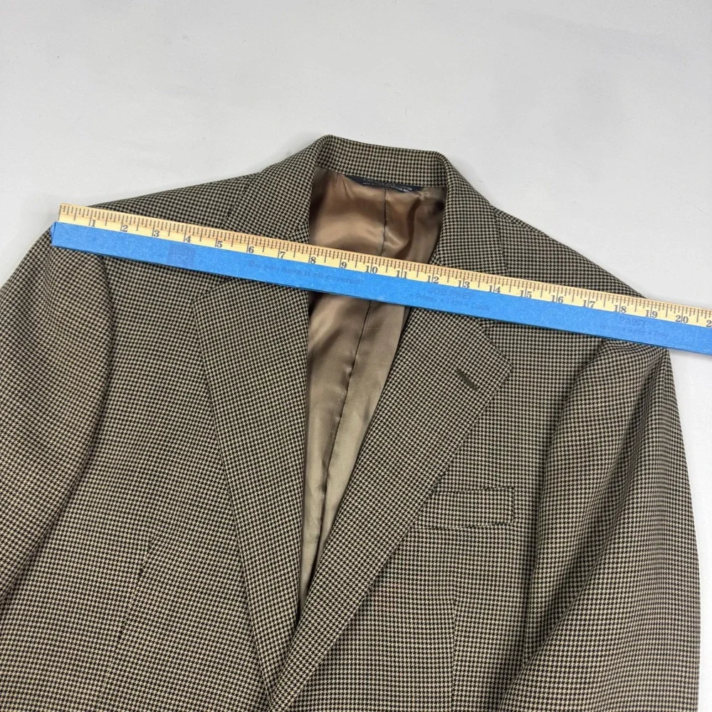 Vintage Polo Ralph Lauren Blazer Coat Mens 39R Brown Houndstooth Wool Mohair USA